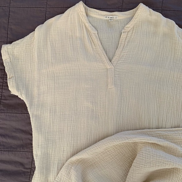 It Is Well Mandarin Gauze Dress in Natural size S - Picture 9 of 13